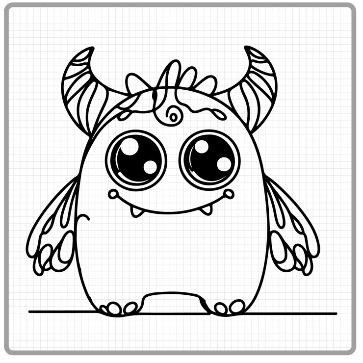 Vector cute monster coloring page