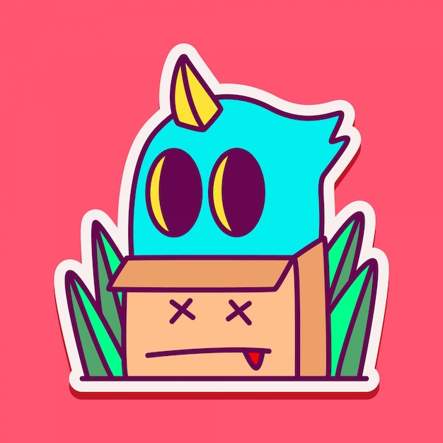 Cute monster doodle pencil sticker