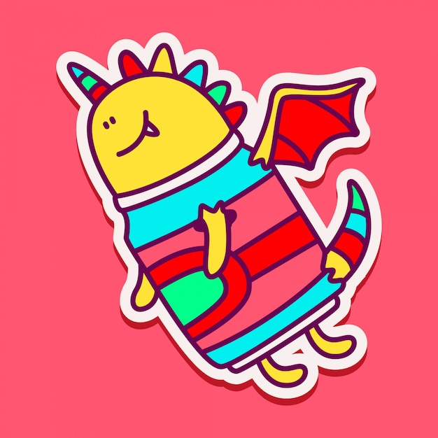 Cute monster doodle sticker design