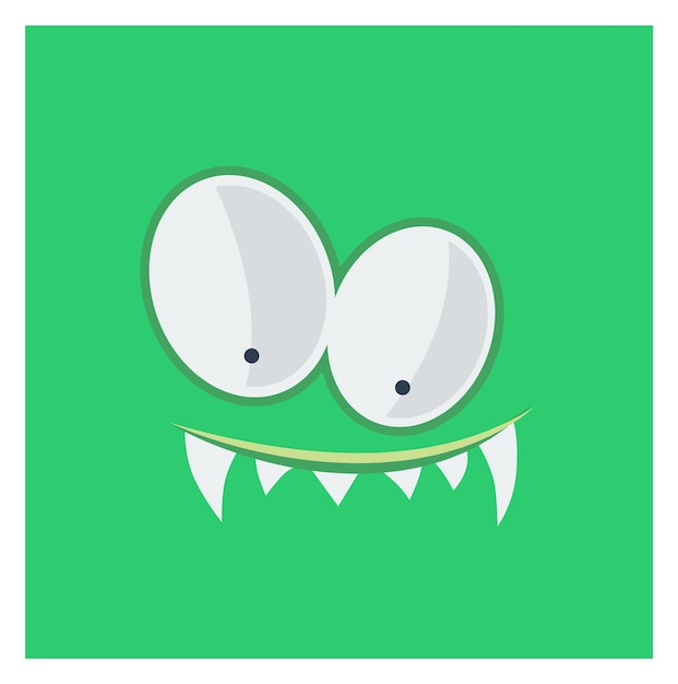 Vector cute monster face expression green square avatar