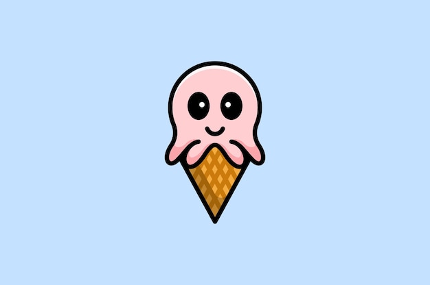 Cute monster face icecream vector design template