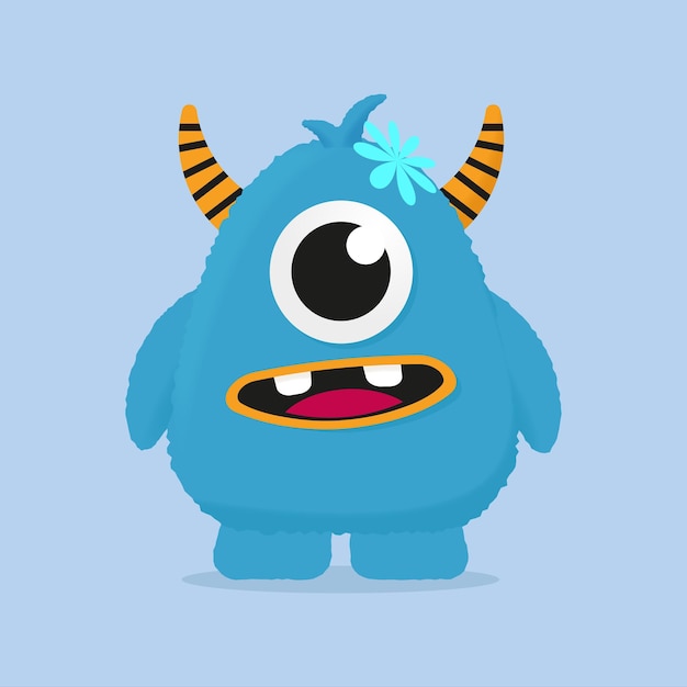 Cute monster flat vector illustration