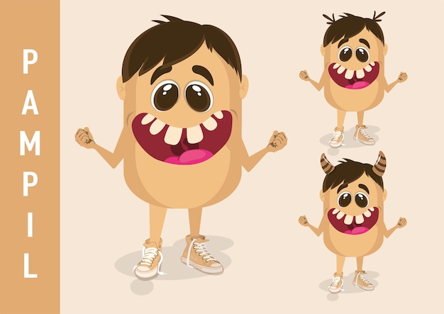 Vector cute monster illustration pampil - is happy