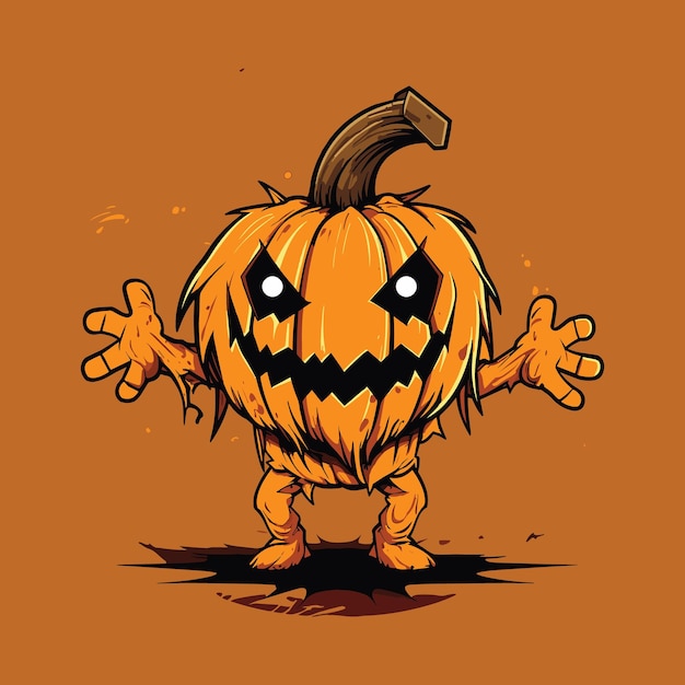 cute monster and jackolantern dancing simple halloween vector art