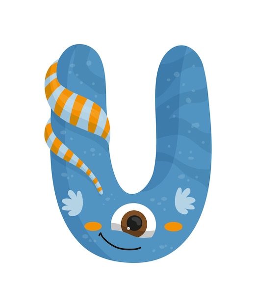 Vector cute monster letter u