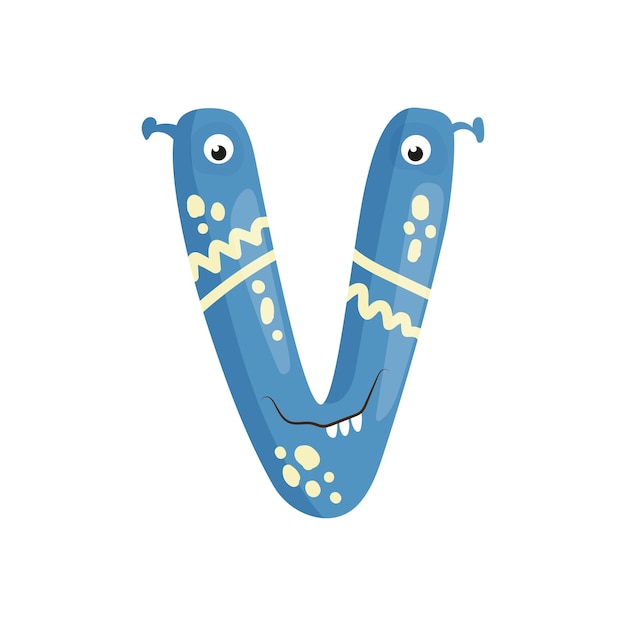 Vector cute monster letter v
