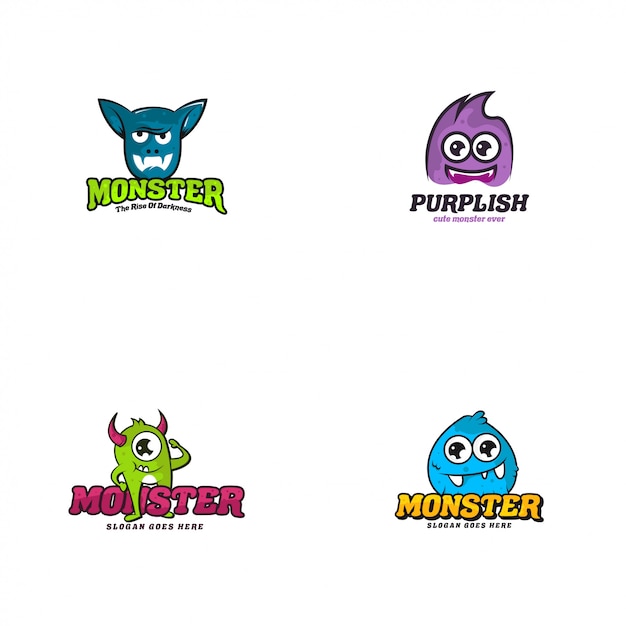 Cute monster logo. monster logo character template vector. character logo template.