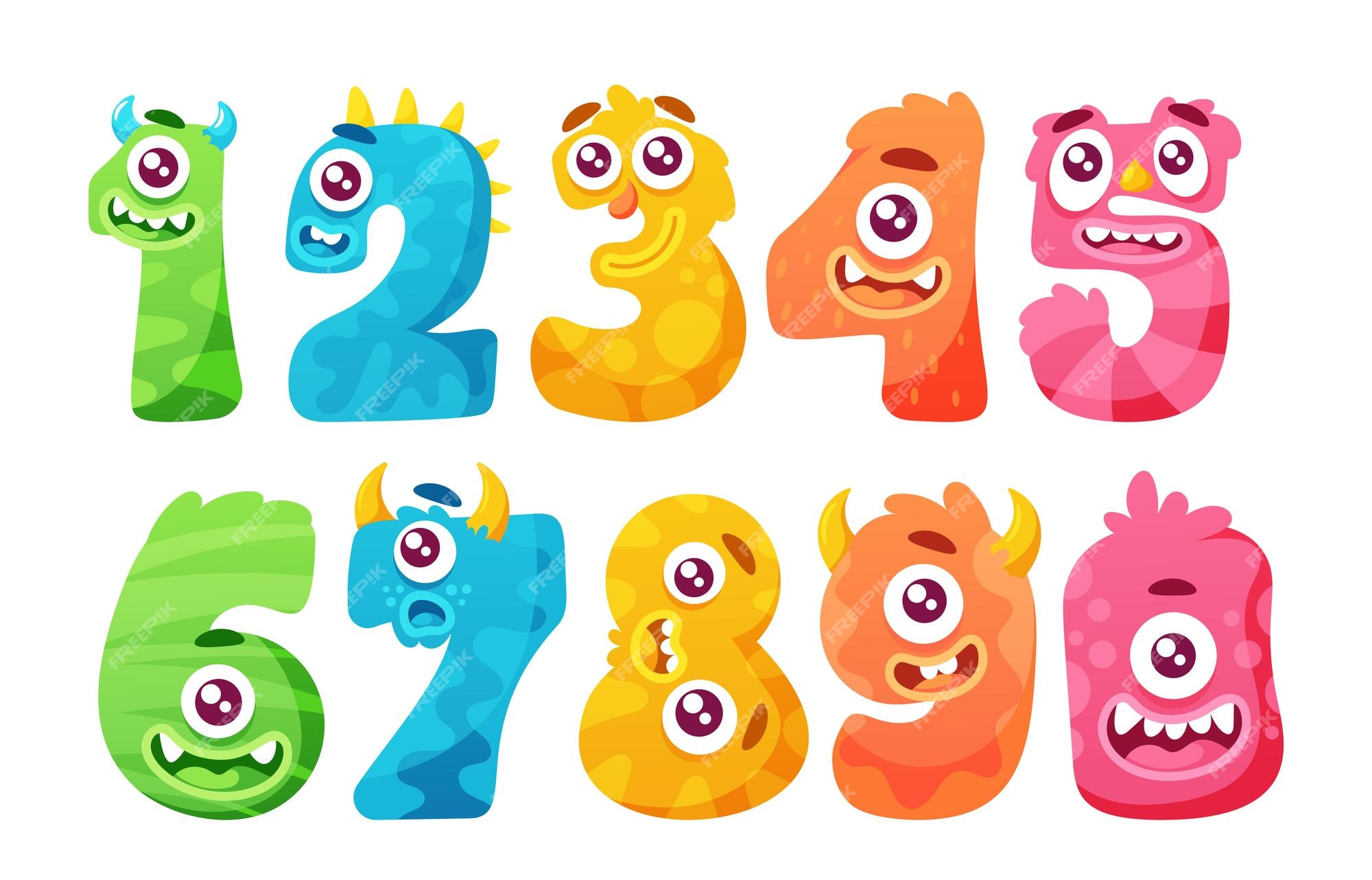 Premium Vector  Cute monster numbers one two three four five six seven  eight nine and zero funny kid decorative digit elements