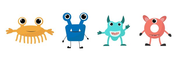 Cute Monster Set Vector illustration