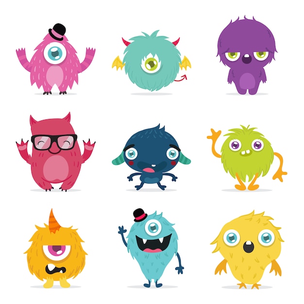 Vector cute monster set