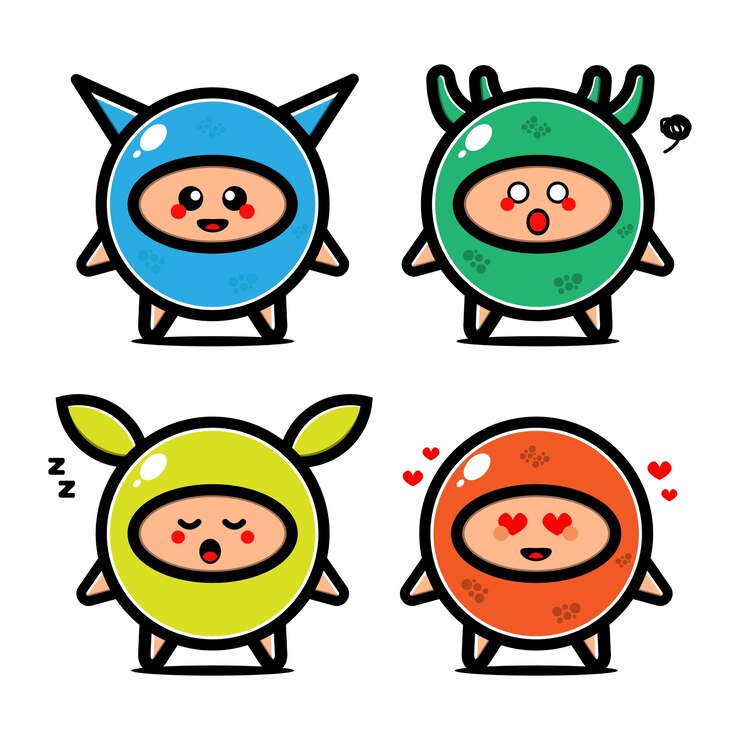 Vector かわいいモンスターセット
