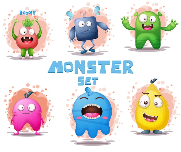 Vector cute monster set