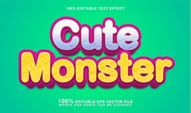 Vector cute monster text effect