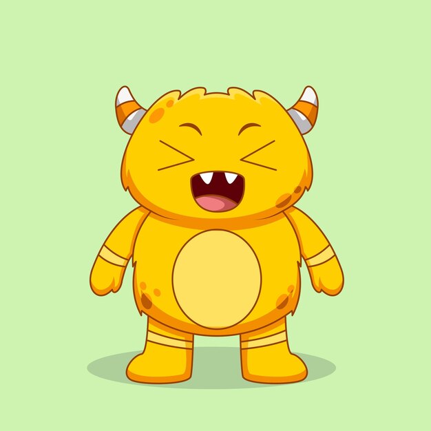 Vector cute monster yellow smiling illustration