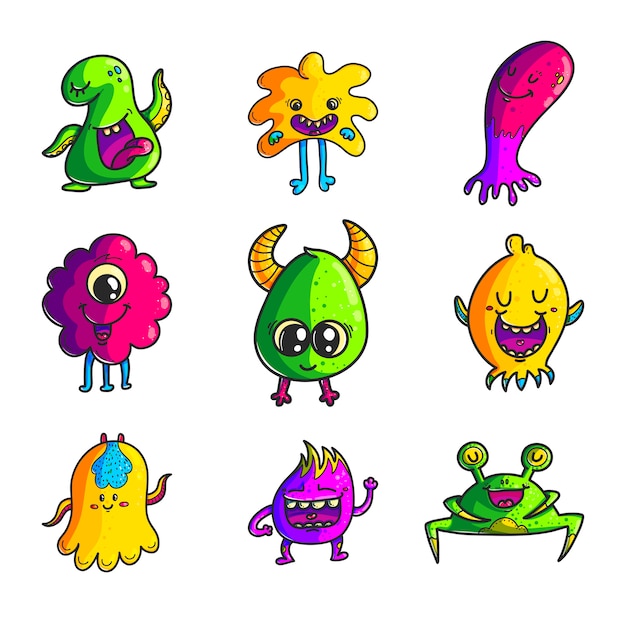 Set Of Monsters Isolated On White Background Stock Illustration - Download  Image Now - Monster - Fictional Character, Cartoon, Characters - iStock