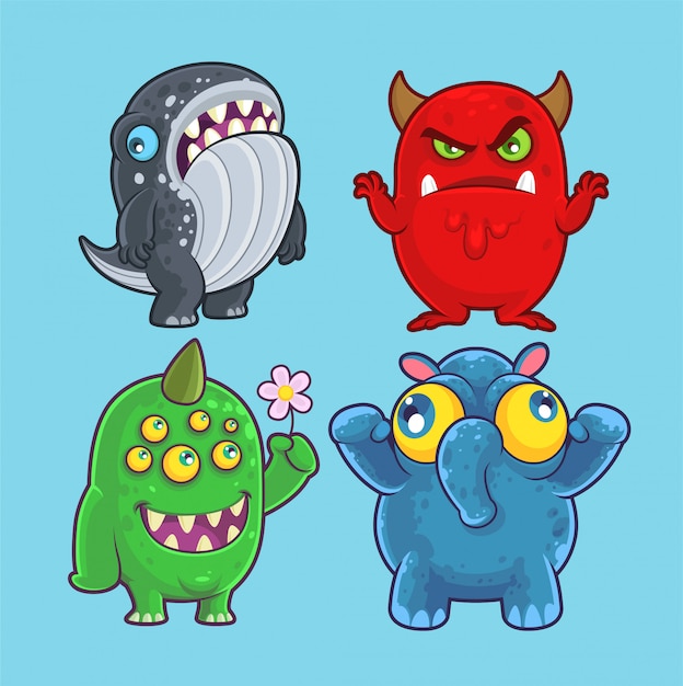 Vector cute monsters set for illustration and design