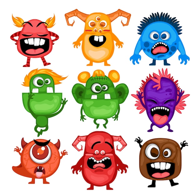 Vector cute monsters set