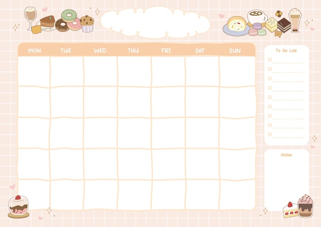 Cute Monthly Planner Pastel Colour