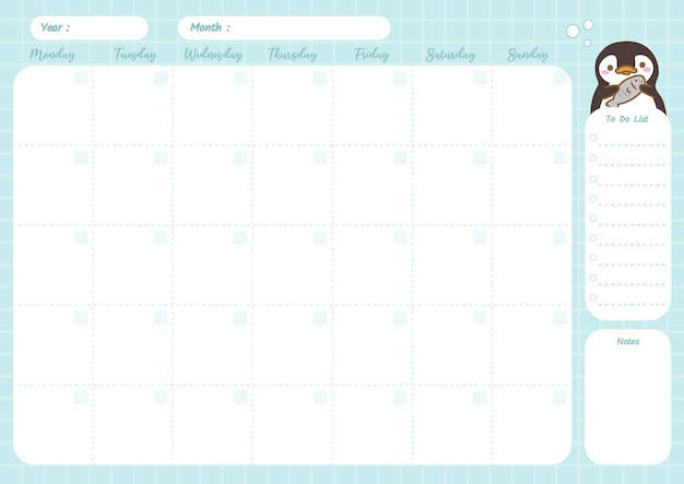 Cute Monthly Planner Pastel Colour