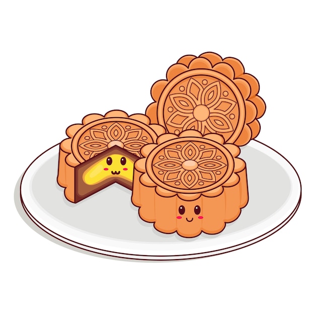Cute moon cakes traditional chinese snack