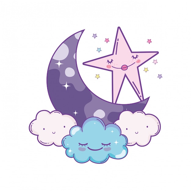 Vector cute moon cartoon