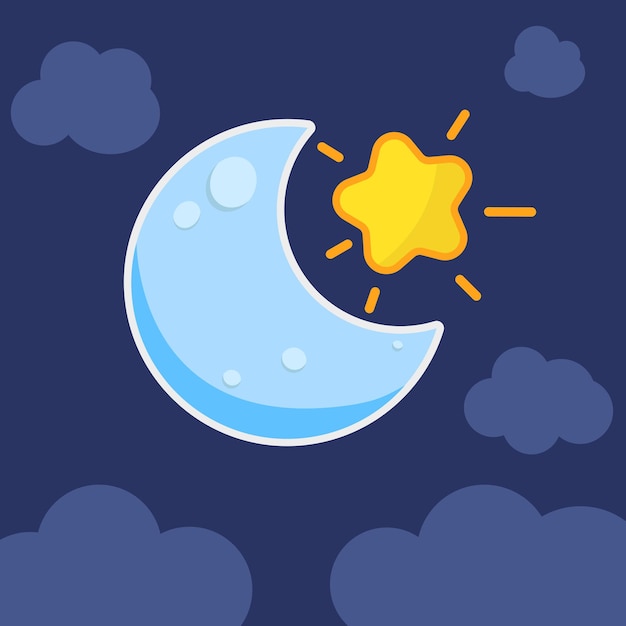 cute moon and star icon