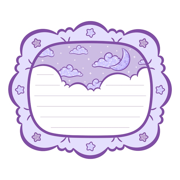 cute moon and stars frame note with pastel coloring  for school and social media