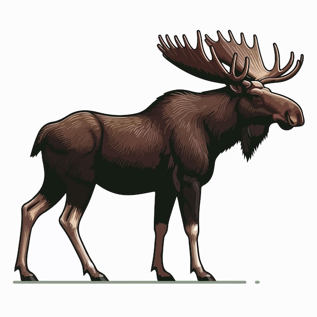 cute moose cartoon vector on white background