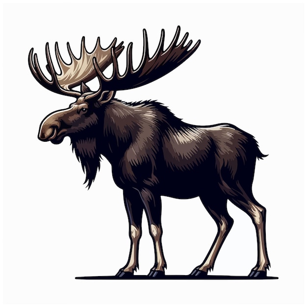 Cute moose cartoon vector on white background