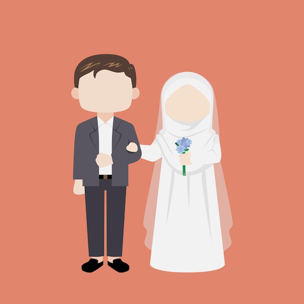 Vector cute moslem wedding