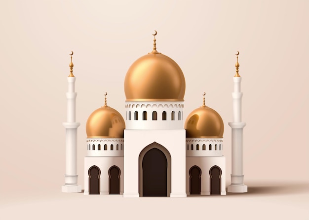 Vector cute mosque building model