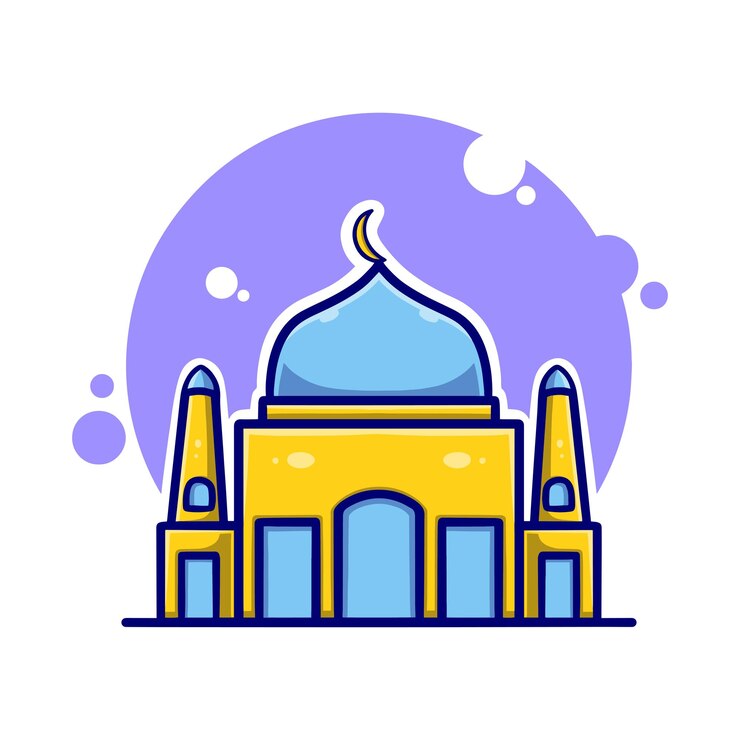 Вектор милая мечеть мультфильм значок иллюстрации подарок