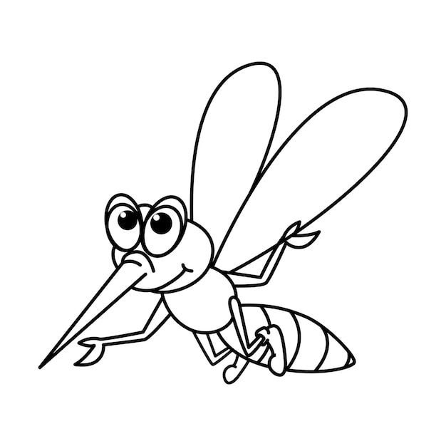 Cute mosquito cartoon coloring page illustration vector For kids coloring book