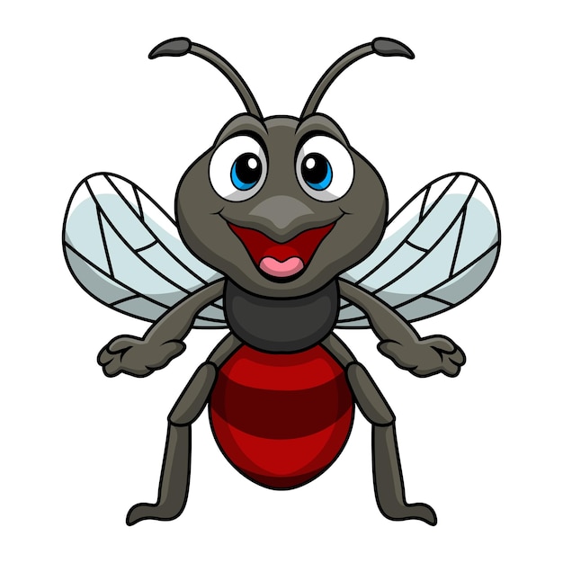 Vector cute mosquito cartoon on white background