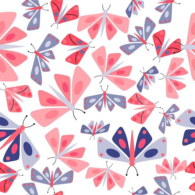 Cute Moth Vector Kids Pattern Seamless