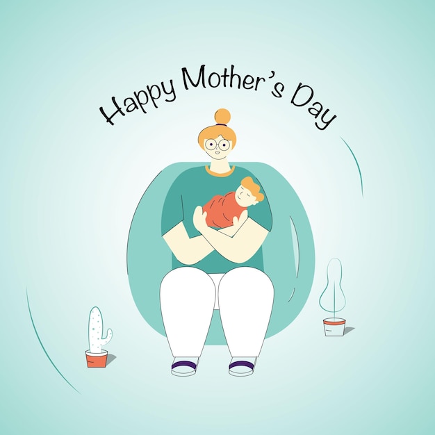 Cute Mother and Baby Illustration