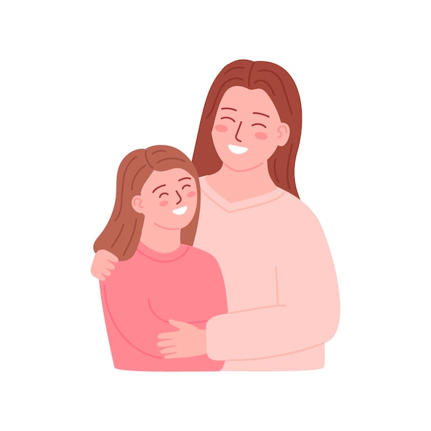 귀여운 어머니와 딸이 포옹 행복한 가족 포옹 포옹 모성 부모님 엄마