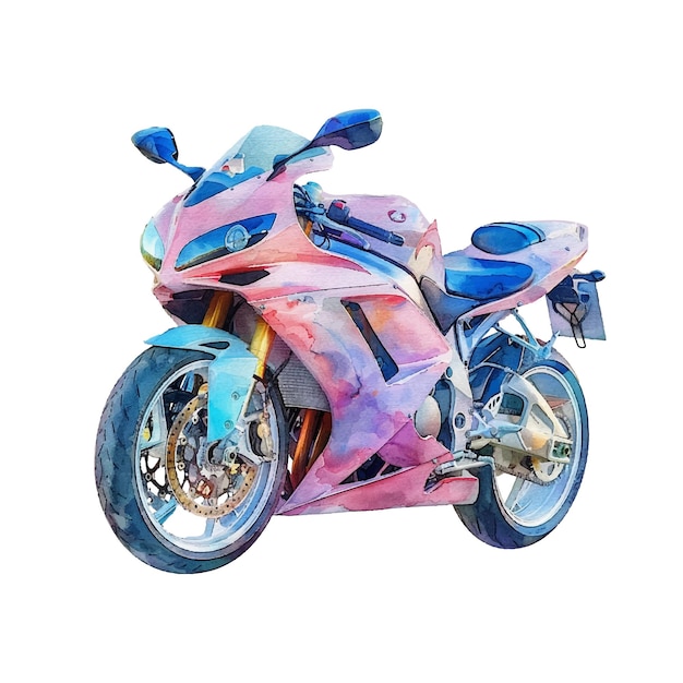 水彩のスタイルで可愛いバイクのベクトルイラスト