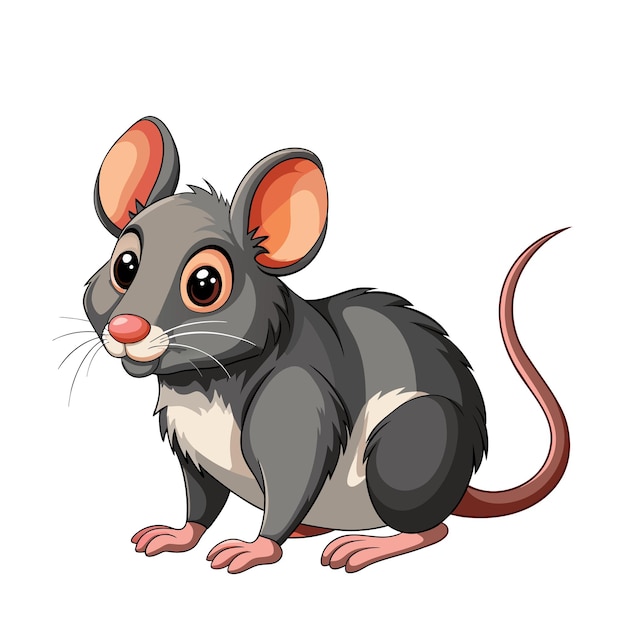 Vector cute mouse animal cartoon style on white background