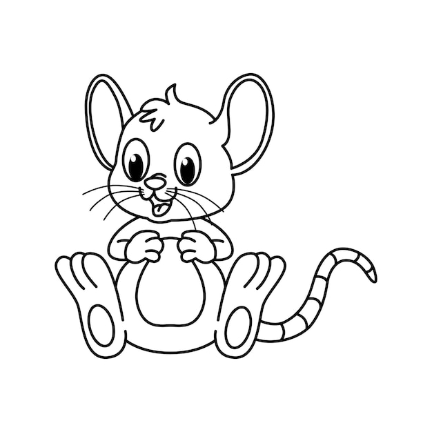 Illustrazione vettoriale dei personaggi dei cartoni animati del topo carino per il libro da colorare per bambini