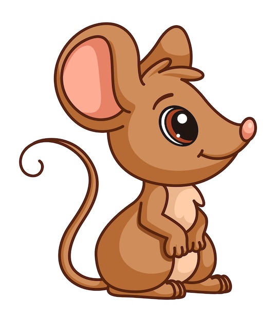귀여운 마우스. 만화 쥐 캐릭터입니다. 웃는 동물