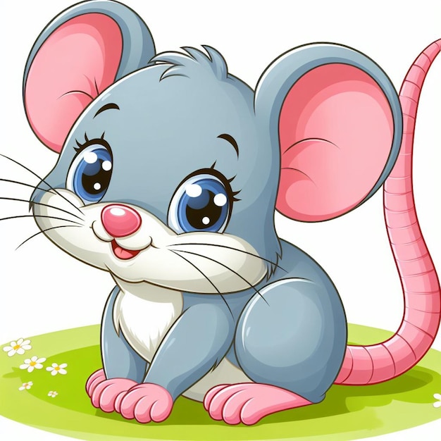 Vector cute mouse cartoon vector style white background