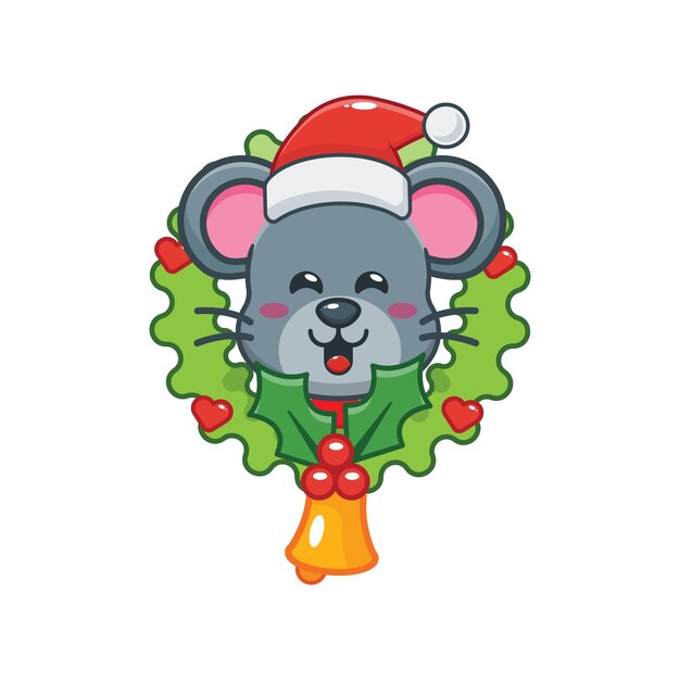 Cute mouse in christmas day Cute christmas cartoon illustration