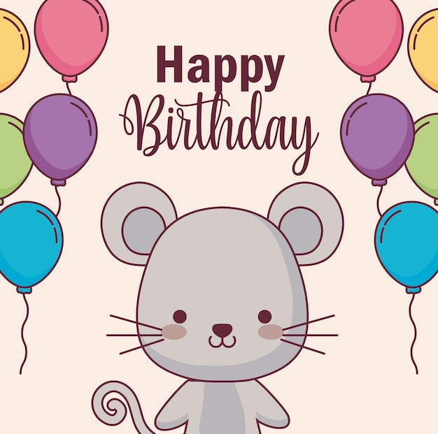 Scheda sveglia di buon compleanno del mouse