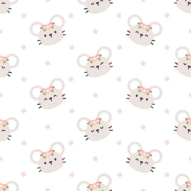 Vector cute mouse seamless pattern