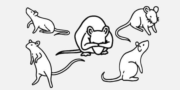 cute mouse vector set with different pose