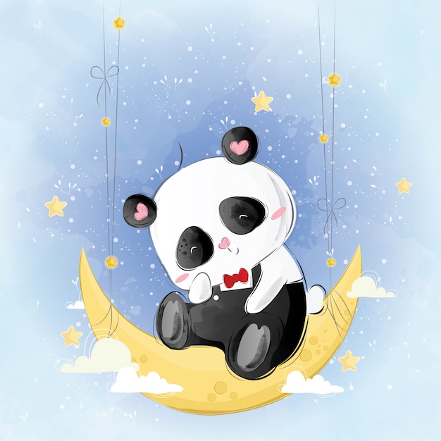 Cute mr. pando on the moon