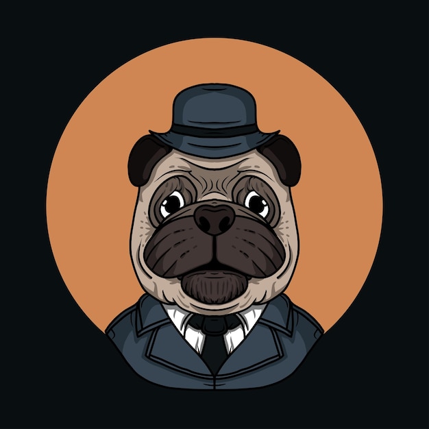 Vector cute mr pug vector illustration