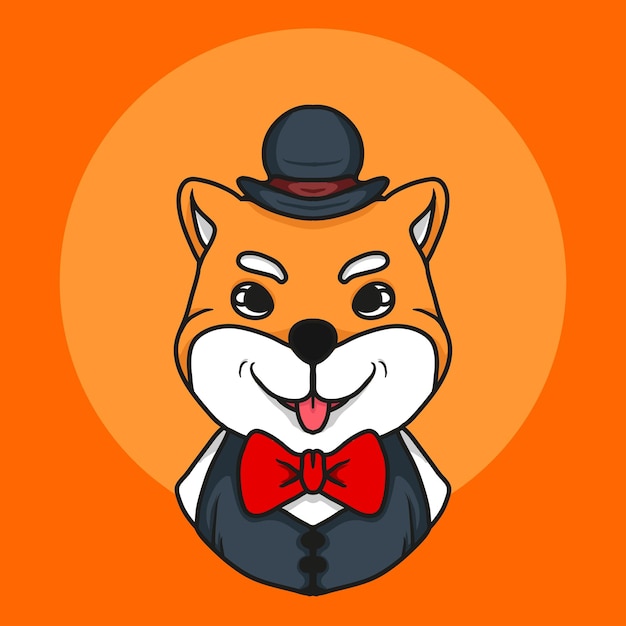 cute mr shiba inu vector illustration