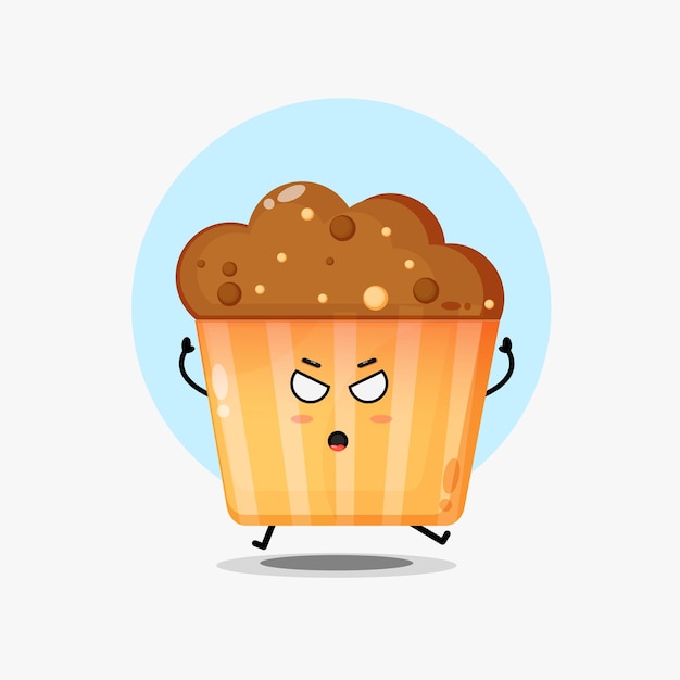 Cute muffin character is angry